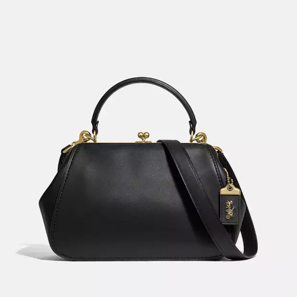 COACH 1941 Large Kisslock Frame black leather crossbody bag